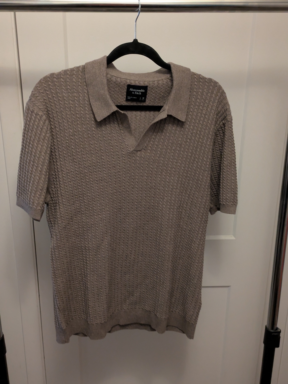 Abercrombie & Fitch Men's Short Sleeve Knit Polo - Taupe Beige